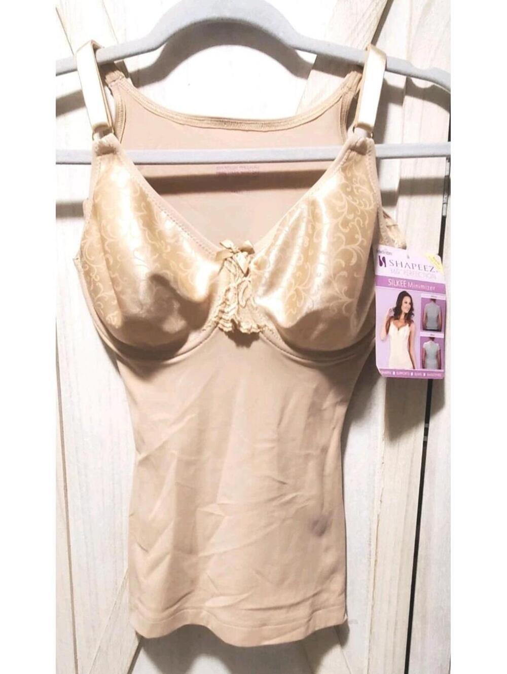 Shapeez Silkee Long Nude Smoothing Minimizer Bra & Body Shaper, Small D
